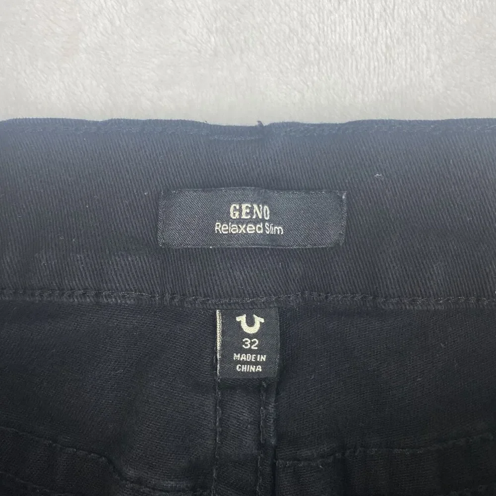 True Religion Geno Jeans Mens Size 32 Black Relaxed Slim Denim Pants Pockets